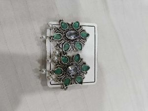 Green Floral Earrings