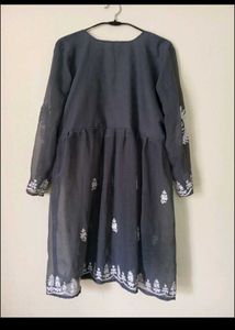 Embroidered Grey Dress