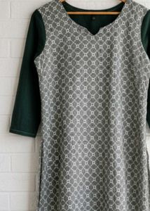 Patterned black-grey Kurta
