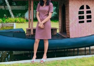 Mauve Knit Midi Dress