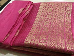 Pink &amp; Gold Saree