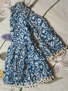 Boho Print Dress with Pom Poms