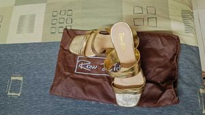 Rawhide Brand Women Gold Shiny Block Heel Sandal