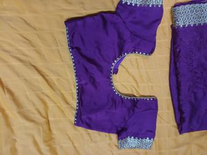 Purple designer saree with blouse