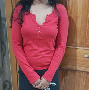 Red Long Sleeve Top