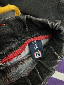 Stylish Kids Black Denim Jeans with Drawstring