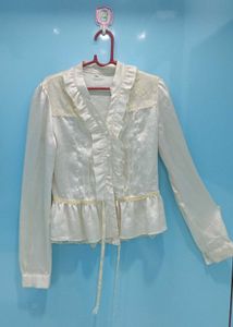 Elegant Ruffled Top(only 1 Time Wear)