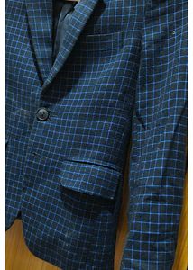 Boys&#39; Blue Checkered Blazer