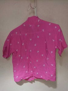 Pink Anchor Print Short Sleeve Top