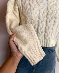 Cream Knit Hoodie