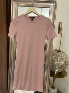 Forever 21 Dull Pink Straight Ribbed Bodycon Dress