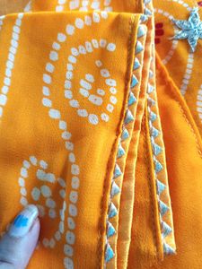 Yellow Saree Gota Patti Border Blouse Size 44 Inch