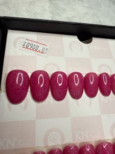 (Sale) Glittery Pink Press On Nails
