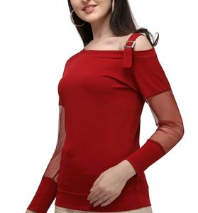 Maroon Drop Shoulder Top