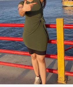 Olive Green Tie-Waist Dress