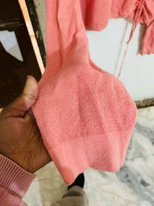 Oversize Peach Sweater Cum Top