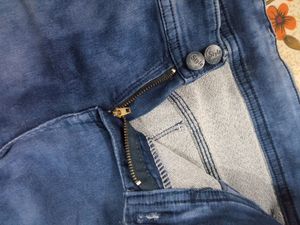 Ankle Length Cloudy Design Jeans. Size - S/M