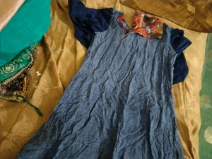 Blue Printed Dress Long Kurti