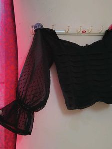 Black Puff Sleeve Top