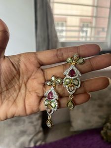 AD Elegant Kundan Necklace &amp; Earring Set