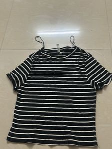 h&m stretchy striped top(L)