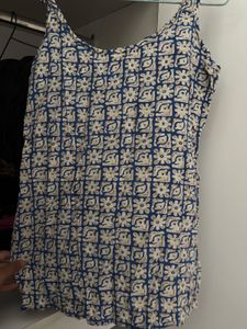 blue tie up strings short kurti