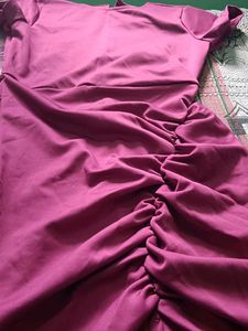 Wine Ruched Party Dress