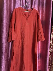 Red Linen Blend Kurti