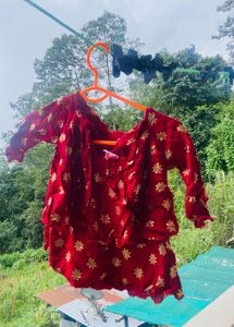 Red Floral Print Two-Piece Set