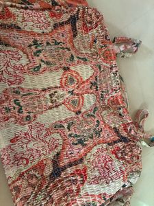 Paisley Print Crop Top off shoulder