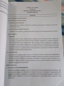 Support Material Mathematics Class 12 2023-24