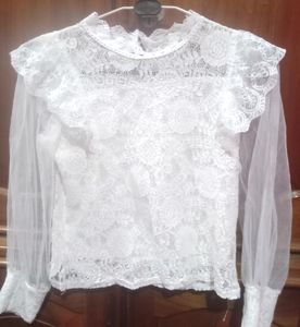 aesthetic white net tops for women