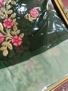 Elegant Green Embroidered Saree
