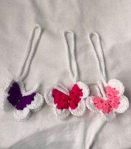 3 pcs of Crochet Butterfly keychain