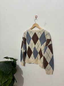 Argyle Knit Cardigan
