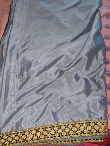 Grey Satin Saree