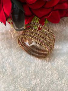 Ruby & Gold Indian Bangles