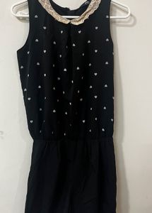 Cute Black Romper with Lace Collar