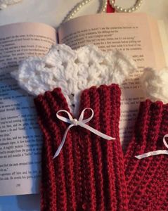 Red Crochet Fingerless Gloves