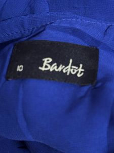 Elegant Royal Blue Bardot Chiffon Dress - Size 10