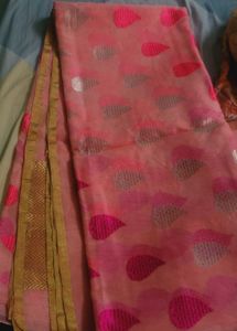 Pink Pure Chanderi Silk Saree Unused