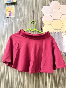 Maroon Skater Mini Skirt