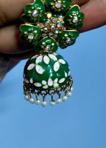 Green Colour 2 Jhumka Set