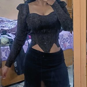 shimmery brown cropped top