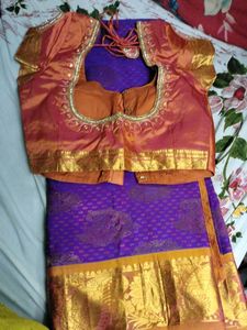 Purple And Gold Pure Kanchipuram Silk Saree