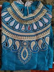 Teal Real Mirror Work Kurta