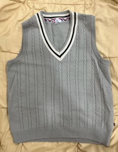Gray Cable-Knit Sweater Vest