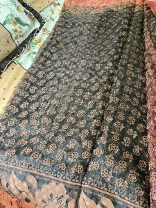 Black Transparent Printed Saree