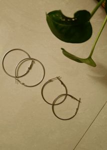 Set Of 2 Silver Hoops