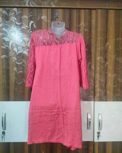 Coral Lace Detail Dress